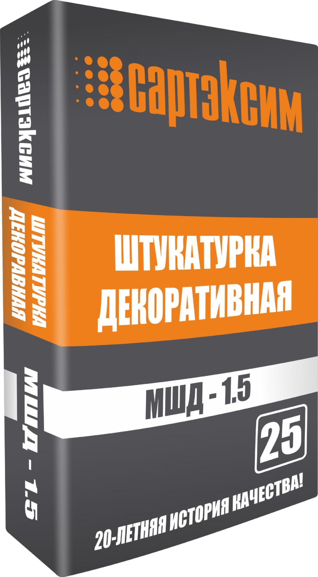 Штукатурка декоративная САРТЭКСИМ Короед серый МШД 1,5мм 25кг (48шт/пал) Х - фото в Миди Лтд Изображение товара Штукатурка декоративная САРТЭКСИМ Короед серый МШД 1,5мм 25кг (48шт/пал) Х в Миди Лтд