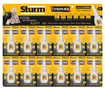 Изображение товара Суперклей «STURM» 3г (12шт/уп) в Миди Лтд