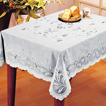 Изображение товара Скатерть столовая ПВХ EMBOSSED (С629-150W) 150*230см белая (5шт/уп) в Миди Лтд
