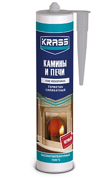 Изображение товара Герметик КRASS силикатный +1500С для каминов и печей Черный 300мл  (12шт/уп, 1152шт/пал) в Миди Лтд