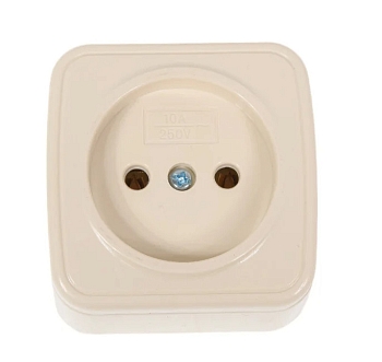 Изображение товара Розетка 2П открытой установки IP20 10А, сл. кость "Дача" Народная в Миди Лтд