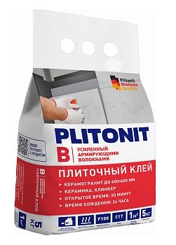 Изображение товара Клей плиточный PLITONIT В, усиленный армирующими волокнами С1 Т, 5кг (168шт/пал) в Миди Лтд