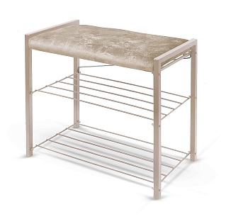 Изображение товара Этажерка Люкс с мягким сиденьем NIKA 790х330х510 латте/бежевый металлик в Миди Лтд