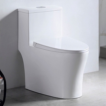 Изображение товара Унитаз-моноблок безободковый ,сиденье ДП,арматура(гофра и подводка) SM9609 EvaGold в Миди Лтд