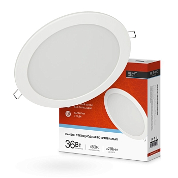 Изображение товара Панель светодиодная IN HOME встраиваемая круглая RLP-VC 36Вт 230В 6500К 2880Лм 220мм IP40 белая  в Миди Лтд