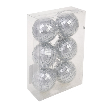 Изображение товара Набор шаров СНОУ БУМ 6см, 6шт, цвет серебро, диско шар в Миди Лтд