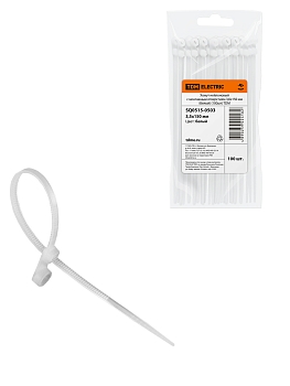 Изображение товара Хомуты нейлоновые белые с монтажным отверстием 150х3,6мм (100 шт/уп) TDM в Миди Лтд