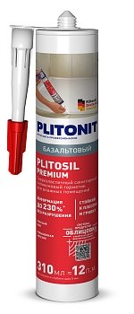 Изображение товара Герметик силиконовый PLITONIT PlitoSil Premium для влажных помещений базальтовый 310 мл(12шт/кор) в Миди Лтд