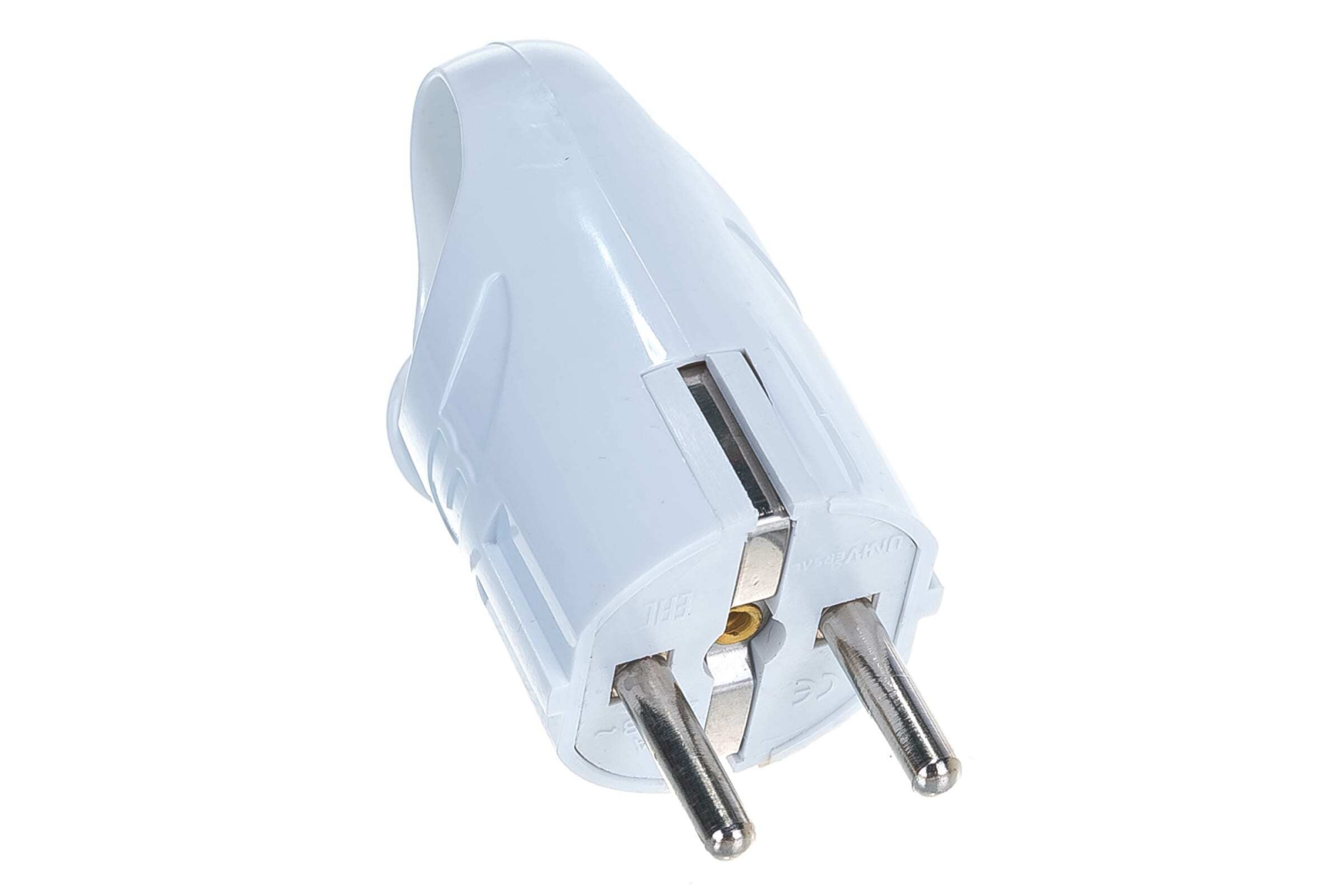 Вилка с ушком с з/к 16А белая 250В - фото в Миди Лтд Изображение товара Вилка с ушком с з/к 16А белая 250В в Миди Лтд