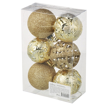 Изображение товара Набор шаров СНОУ БУМ 6см, 6шт, цвет золото в Миди Лтд