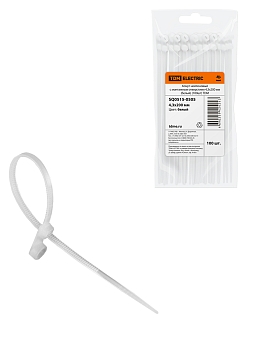 Изображение товара Хомуты нейлоновые белые с монтажным отверстием 200х4,3мм (100 шт/уп) TDM в Миди Лтд