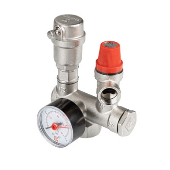 Изображение товара Группа безопасности 1" с латунным корпусом с манометрами 0-4 бар VALTEC в Миди Лтд